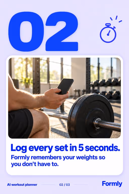 Formly slideshow, slide 2 of 3: AI workout planner