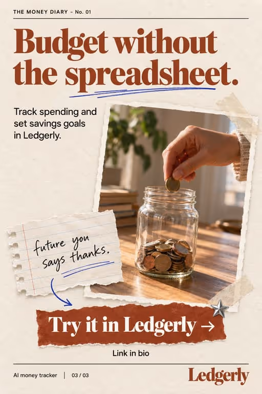 Ledgerly slideshow, slide 3 of 3: AI money tracker